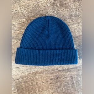 Blue Ribbed Knit Beanie
